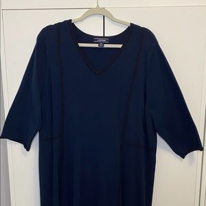 COPY - Lands End blue knit dress w/black trim